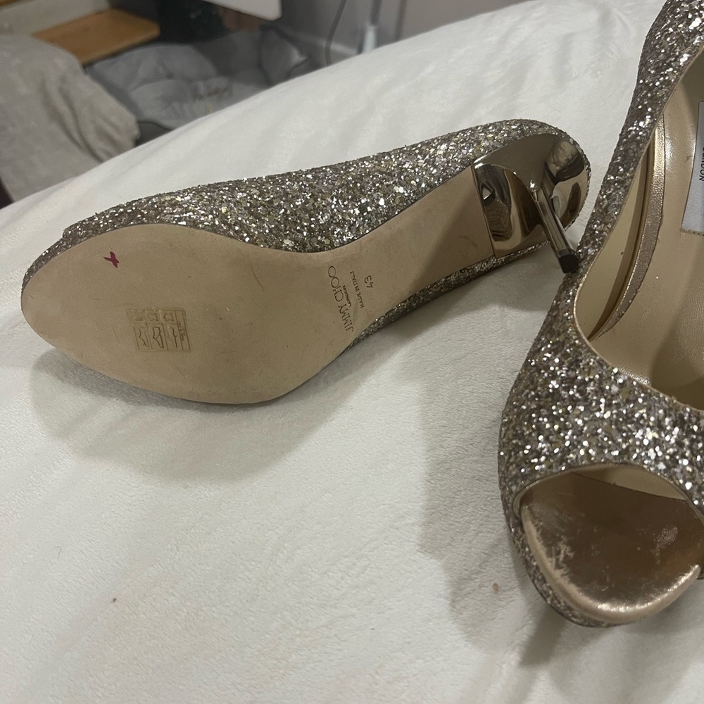 Brand new never worn Jimmy Choo Luna glitter peep toe pumps size 43